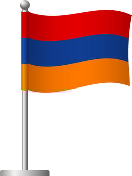 armenia flag on pole icon vector