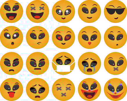 emoticons round set vector