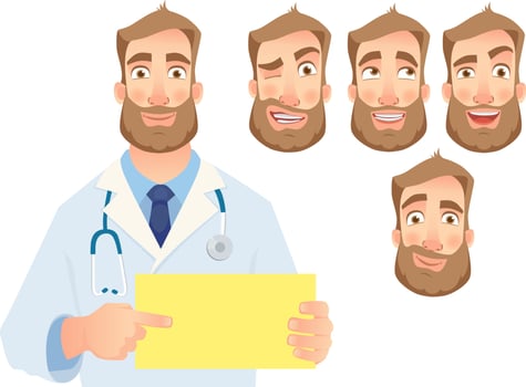 doctor holding blank sign vector