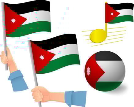 jordan flag icon set vector