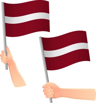 latvia flag in hand icon vector