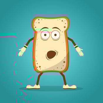 Cute funny surprised bread toast character. Vector flat line cartoon kawaii character illustration icon. Isolated on white background. Toast with face character mascot bundle concept