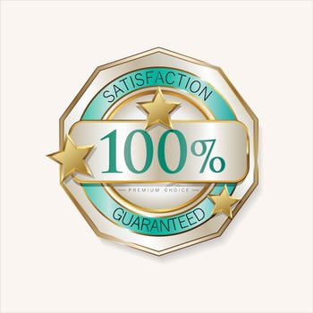 Customer satisfaction guaranteed hundred percent golden badge vector