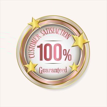 Customer satisfaction guaranteed hundred percent golden badge vector
