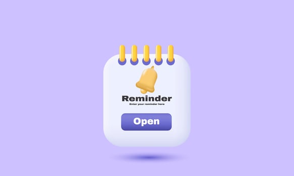 unique realistic reminder 3d notifications page floating isolated on vector