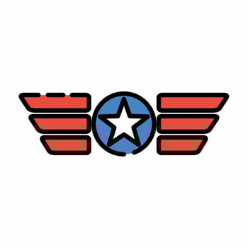USA Flag Wings Emblem Icon Flat Line Style vector