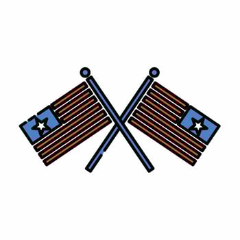 USA Flags Crossed Icon Flat Line Style vector