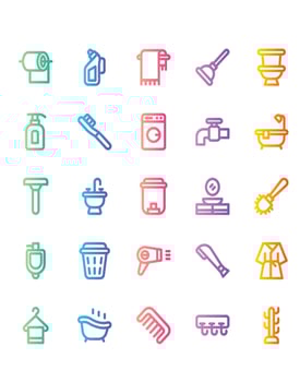 Bathroom Icon Set 30 isolated on white background vector