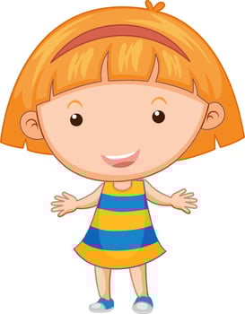 Cute girl cartoon character on white background vector