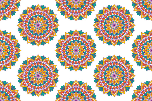 Mandala abstract geometric ethnic seamless pattern design. Aztec fabric carpet mandala Textile decorations wallpaper. Tribal boho native mandala turkey traditional embroidery vector background.