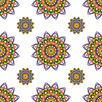 Mandala abstract geometric ethnic seamless pattern design. Aztec fabric carpet mandala Textile decorations wallpaper. Tribal boho native mandala turkey traditional embroidery vector background.