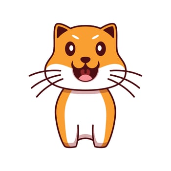 Cat character vector template. Cute cat sitting vector