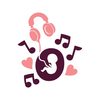 embryo baby in the womb listen music vector template