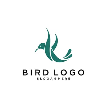 Hummingbird illustration vector logo design. Bird vector logo design.