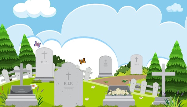 Scene of cemetery graveyard vector