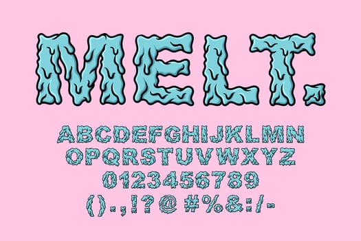 Slime Alphabet Melt Grime Typography Set concept Cartoon Icon Vector