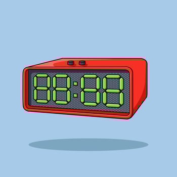 Digital Clock Cartoon Vector Illustration