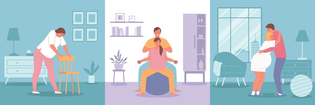 Childbirth Flat Set vector