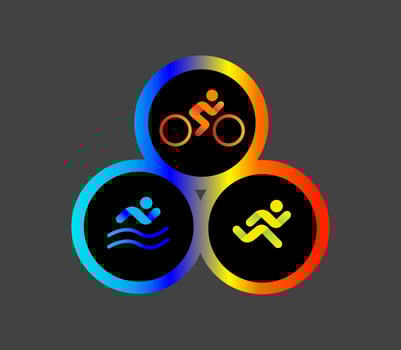 Banner on the theme of sport, triathlon. Silhouettes of athletes, swimmer, cyclist, runner. vector