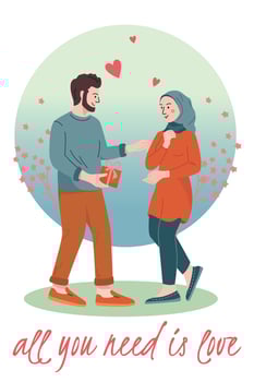 Love Muslim Woman Composition vector