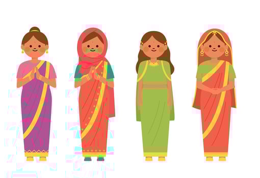 A female character wearing a traditional Indian sari. flat design style vector illustration.