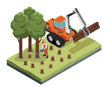 Isometric Deforestation Concept vector