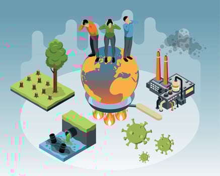 Isometric Environmental Problems Illustration vector