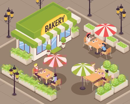 Isometric Street Cafe vector