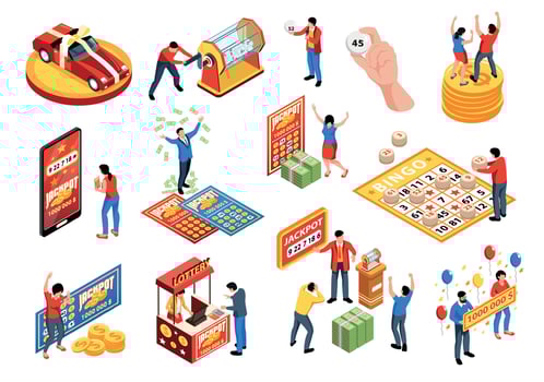 Isometric Lottery Set vector