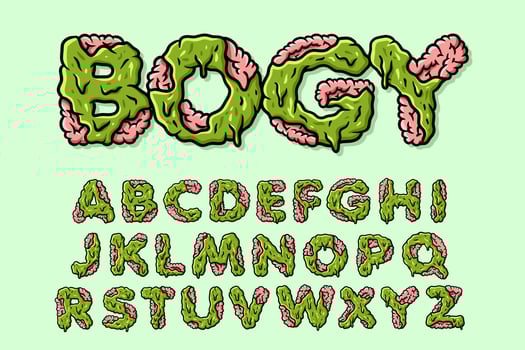 Alphabet zombie monster text vector