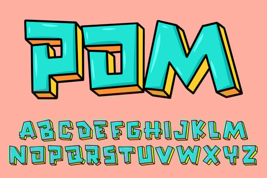 Alphabet Pop Art Cartoon Graffity text vector Letters