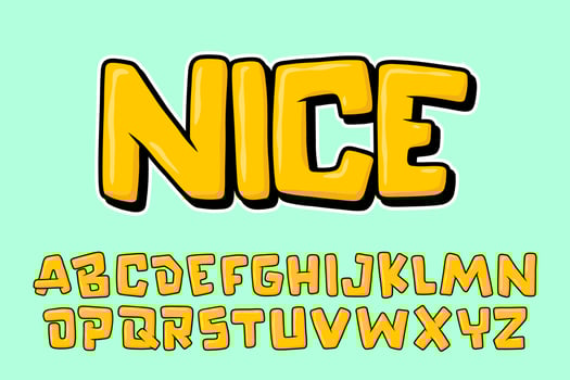 Alphabet Yellow Cute Simple Graffity text vector Letter