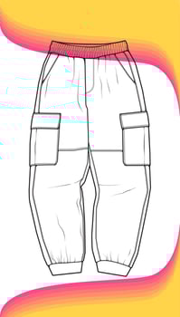 Men Cargo Pants outline  Vector Template, Men Cargo Pants in a sketch style, trainers template outline, vector Illustration.
