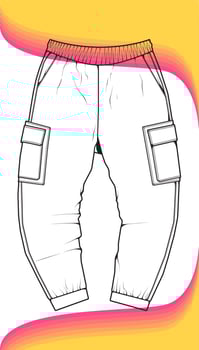 Men Cargo Pants outline  Vector Template, Men Cargo Pants in a sketch style, trainers template outline, vector Illustration.