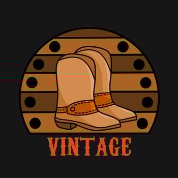 illustartion vector of cowboy boots,vintage barrel,printable