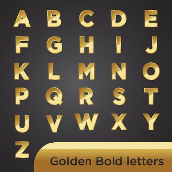 a to z gold letter golden fonts bold gold bar font type face best for logos and greeting cards illustration design vector
