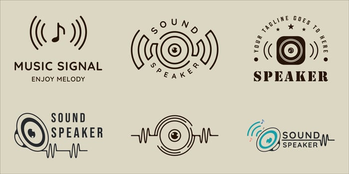 set of sound speaker logo line vintage vector illustration template icon graphic design. bundle collection of various music sign or symbol