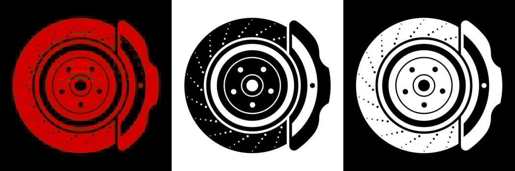 car brake disc icon. Brake pads, car parts. Car maintenance in the workshop. Vector in a flat style
