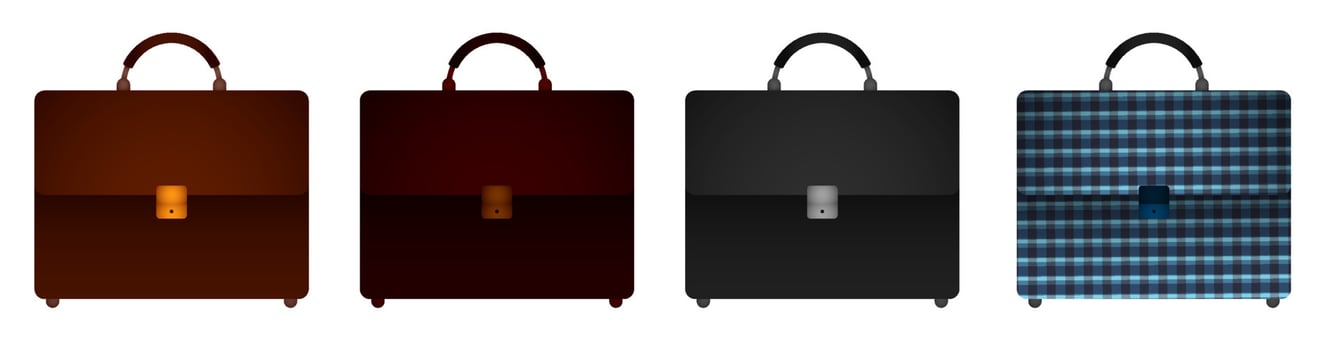 icon set. Briefcase, suitcase of businessman for carrying business documents. Storage of important information, archive. Color cartoon vector