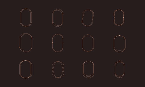 Aesthetic oval modern frame set vector