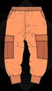 Men Cargo Pants Vector, Men Cargo Pants in a color block style, vector Illustration.