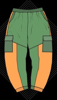Men Cargo Pants Vector, Men Cargo Pants in a color block style, vector Illustration.