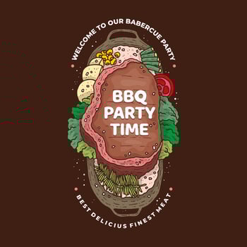 Barbeque party cartoon illustration with meat and vegetables vector