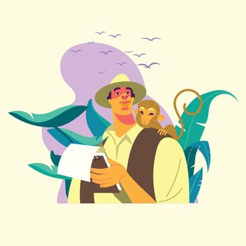 Professional Wildlife Biologist with a Monkey vector