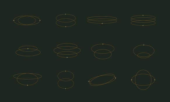 Aesthetic oval geometric line with star vector