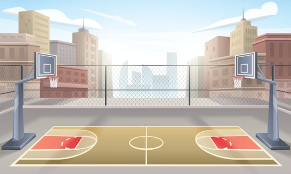 Basketball Court Cartoon Illustration vector