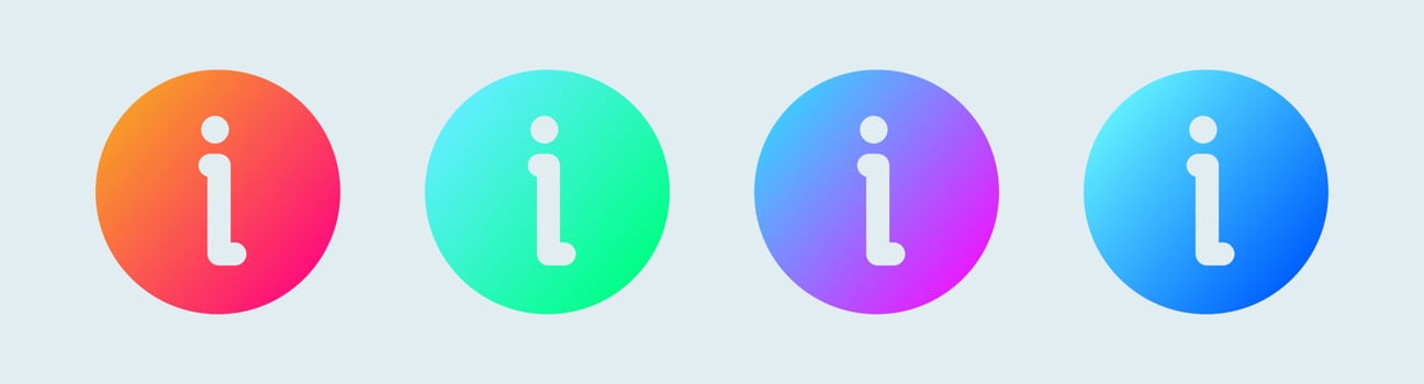 Info solid icon in gradient colors. Information sign vector collection.