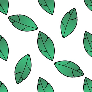 Seamless natural pattern with staggered green leaves on a white background. Freshness, organic, vegetarian concept vector