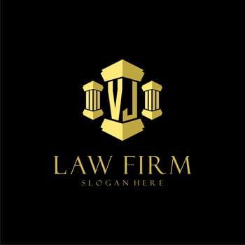 VJ initial monogram logo for lawfirm with pillar design vector