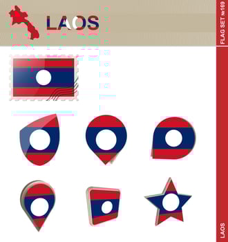 Laos Flag Set, Flag Set vector